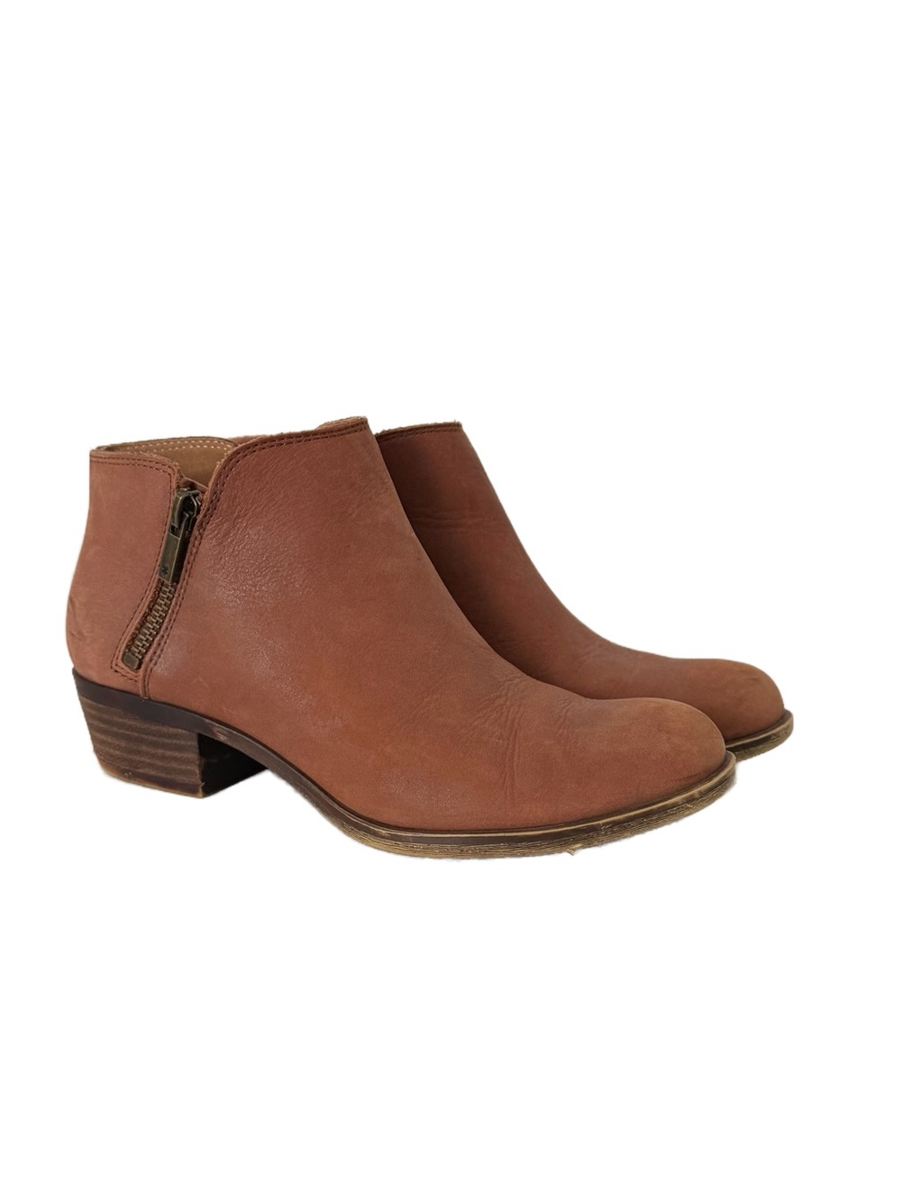 Lucky Brand LP Burklee Brown Leather Ankle Booties - Picture 2 of 8